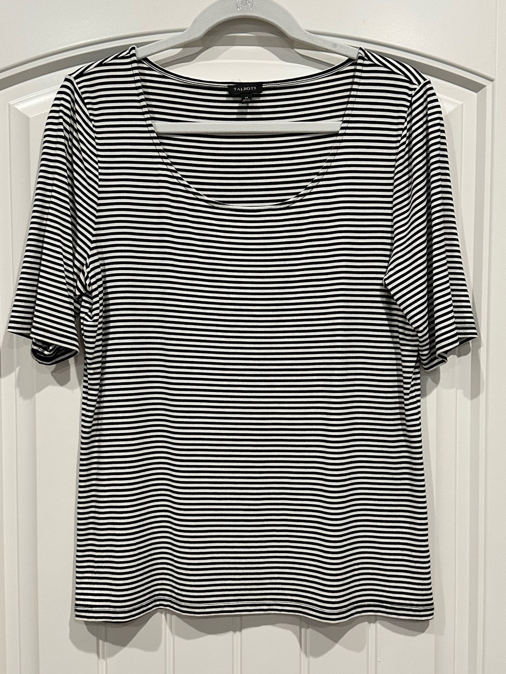 Talbots Black & White Striped Scoop Neck Women’s Top
